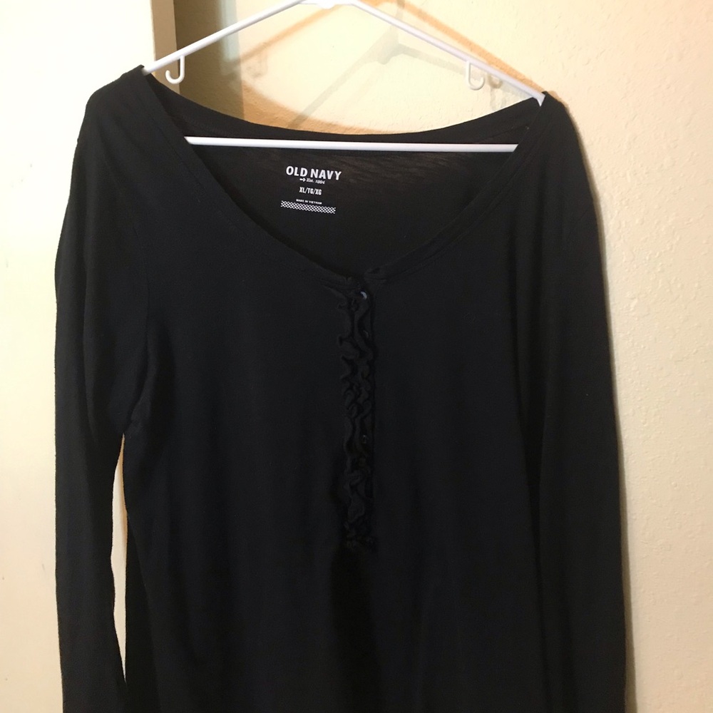 Old Navy Black Buttoned Long Sleeve Blouse